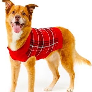 NWT Charter Club Plaid Christmas Winter Dog Family Sweater, Red, Size XXL